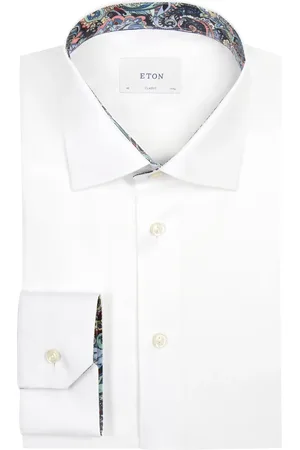 Eton Overhemd Signature in effen kleur met bies, classic fit