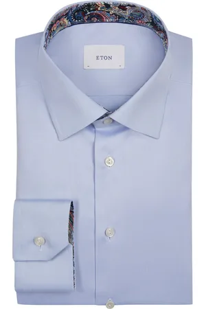 Eton Overhemd Signature in effen kleur met bies, classic fit