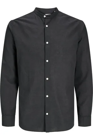 JACK & JONES Overhemd in effen kleur met linnen en opstaande kraag