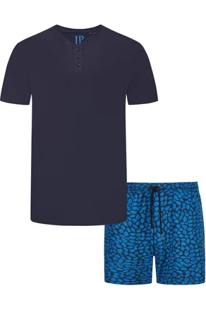 JP 1880 Korte pyjama met korte knopenrij en broek met motief