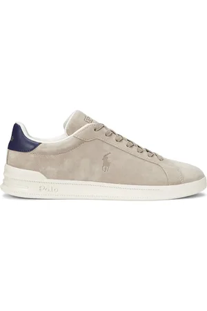Ralph Lauren Low top sneakers van suède met poloruiter-borduursel