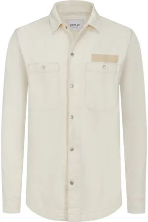 Replay Denim overshirt met merkpatch en stretchgehalte