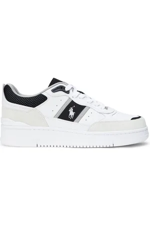 Ralph Lauren Leren sneakers met poloruiter-embleem en contrasterende details