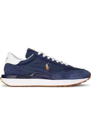 Ralph Lauren Sneakers van suède en mesh met logopatch