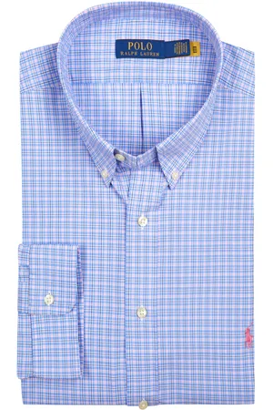 Ralph Lauren Geruit stretch-overhemd met geborduurd ruiterlogo