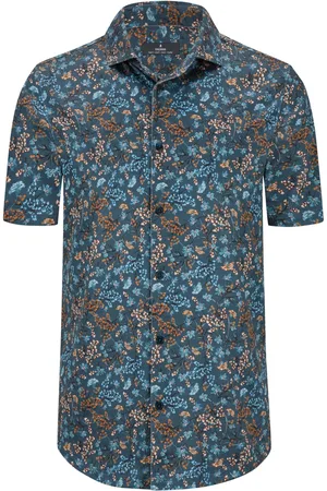 Ragman Glad overhemd met korte mouwen en gebloemde print