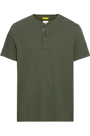 Camel Active T-shirt met serafinokraag in gemêleerde look