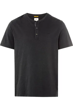 Camel Active T-shirt met serafinokraag in gemêleerde look