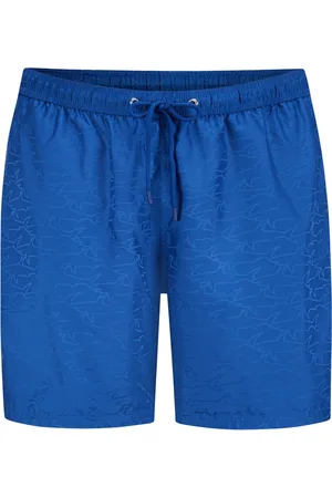 Paul & Shark Gladde zwemshort met iriserend haaienmotief