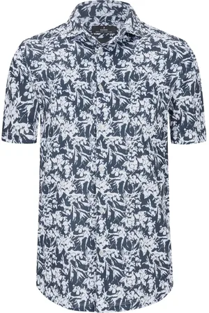Ragman Overhemd met korte mouwen en alloverprint, modern fit, extra lang