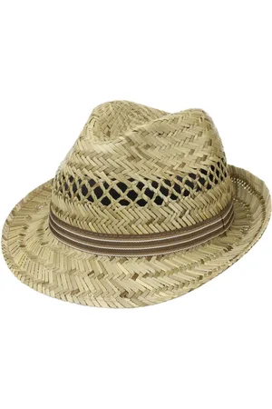 Lipodo Striped Ribbon Trilby Strohoed by