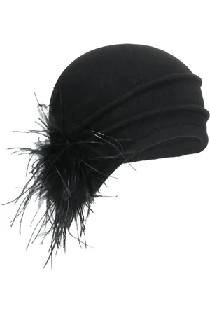 bedacht Walkloden Muts met Pluimen by