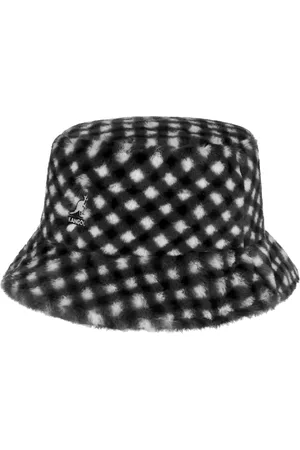 Kangol Faux Fur Check Bucket Stoffen Hoed by