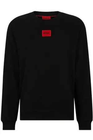 HUGO BOSS Regular-fit sweater van katoenen badstof met logolabel