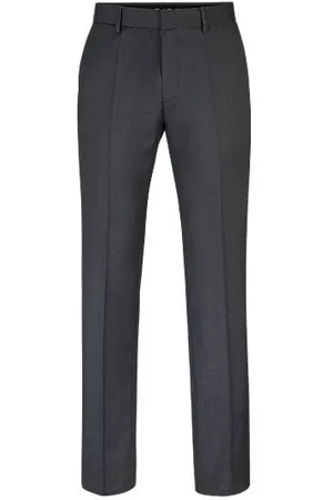 HUGO BOSS Regular-fit broek van scheerwollen sergestof