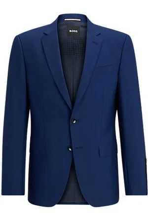 HUGO BOSS Slim-fit colbert van scheerwol met stretch