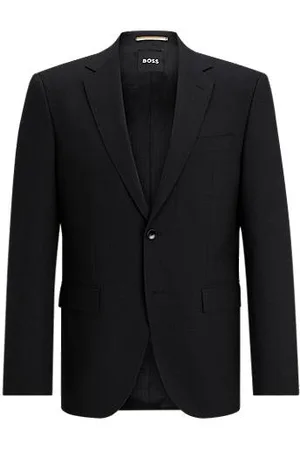 HUGO BOSS Regular-fit colbert van scheerwol met stretch