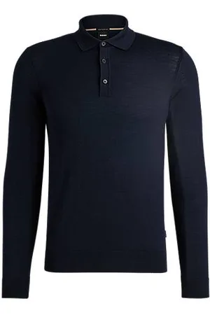 HUGO BOSS Gebreide polotrui met lange mouwen van Italiaanse scheerwol