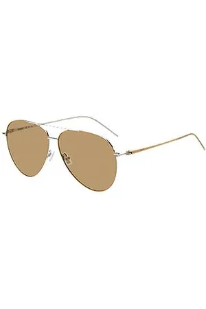 HUGO BOSS Zonnebril van licht staal in camelkleur