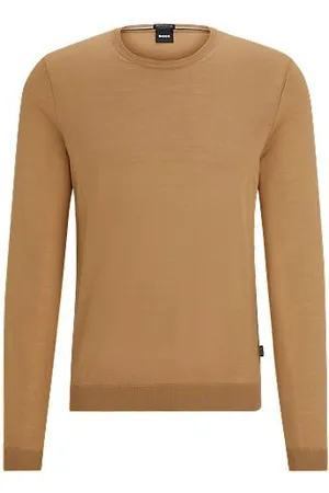 HUGO BOSS Slim-fit trui van merinowol met ronde halslijn