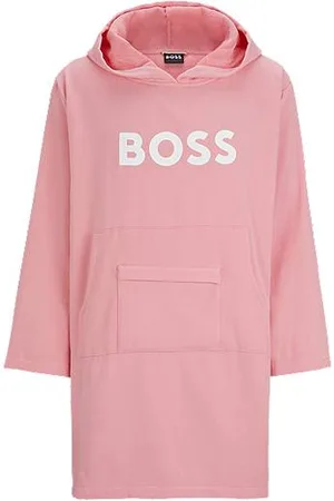 HUGO BOSS Katoenen strandhoodie met buidelzak en logo