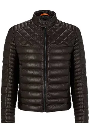 HUGO BOSS Jas van nappaleer met opstaande kraag