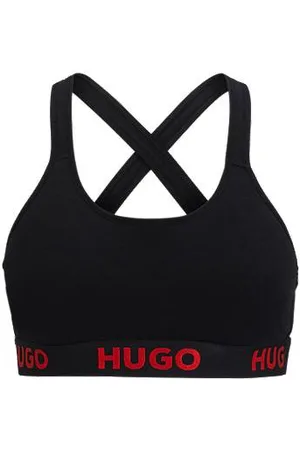 HUGO BOSS Bralette van stretchkatoen met gekruiste achterkant en logoband