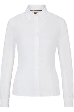 HUGO BOSS Slim-fit blouse van een katoenmix
