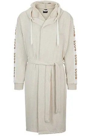 HUGO BOSS Ochtendjas met capuchon en logoprints op de mouwen