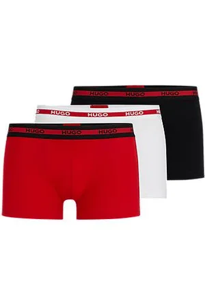 HUGO BOSS Set van drie korte boxershorts met logotailleband van stretchkatoen
