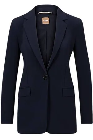 HUGO BOSS Regular-fit single-breasted blazer van Japanse crêpe