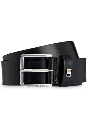 HUGO BOSS Riem van Italiaans leer met kenmerkend streepdetail op de lus