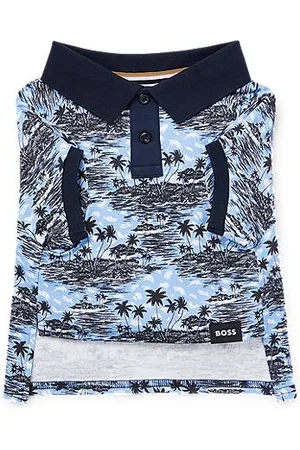 HUGO BOSS Katoenen polo voor honden met palmboomprint
