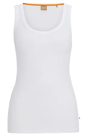 HUGO BOSS Slim-fit onderhemd van stretchkatoen met ribstructuur