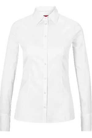 HUGO BOSS Slim-fit blouse van gemakkelijk te strijken popeline