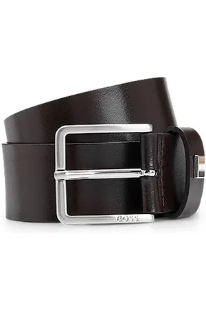 HUGO BOSS Riem van Italiaans leer met kenmerkend streepdetail op de lus