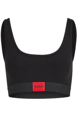 HUGO BOSS Bralette van stretchkatoen met rood logolabel
