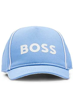 HUGO BOSS Kinderpet van katoenen twill met contrastlogo en biezen
