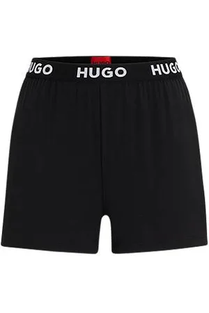 HUGO BOSS Pyjamashort van stretchjersey met logotailleband