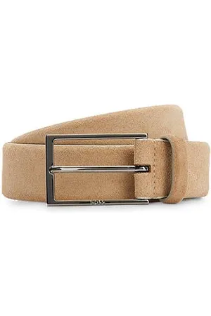 HUGO BOSS Ceintuur van suède met logo en bronzen gesp