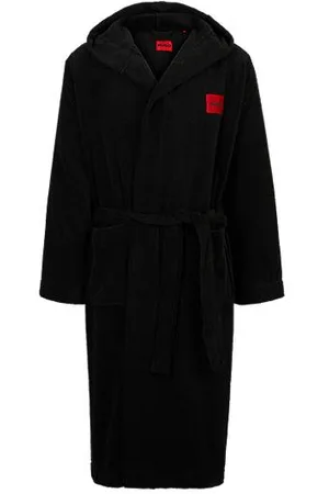 HUGO BOSS Ochtendjas van katoenen badstof met rood logolabel