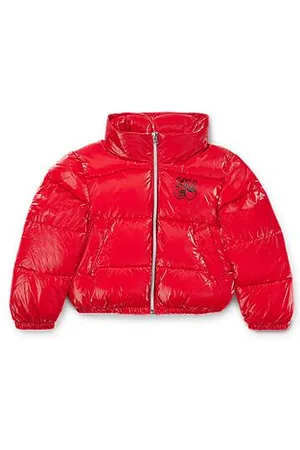 HUGO BOSS Pufferjack met capuchon voor kinderen, van gekreukt materiaal met filmcoating
