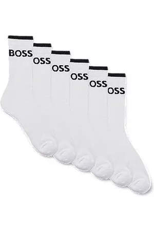 HUGO BOSS Set van zes paar geribbelde korte sokken in een katoenmix