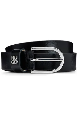 HUGO BOSS Riem van Italiaans leer met metalen decoratie van tweedelig logo