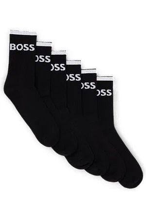 HUGO BOSS Set van zes paar geribbelde korte sokken in een katoenmix