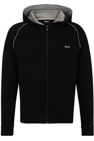 HUGO BOSS Hoodie van stretchkatoen met rits en logostiksel