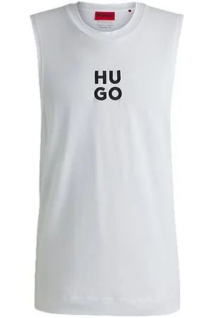 HUGO BOSS Tanktop van katoenen jersey met tweedelig logostiksel