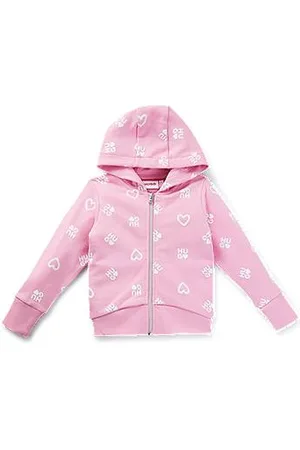 HUGO BOSS Kinderhoodie van een katoenmix met hartjes en logo’s