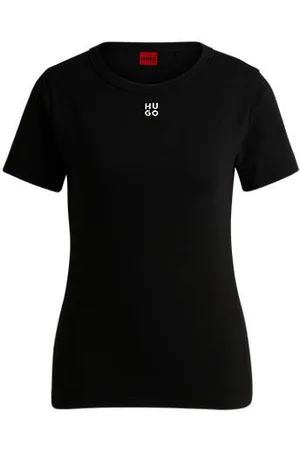 HUGO BOSS T-shirt van een katoenmix met tweedelig logostiksel
