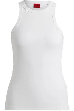 HUGO BOSS Geribde tanktop van een katoenmix met logoprint